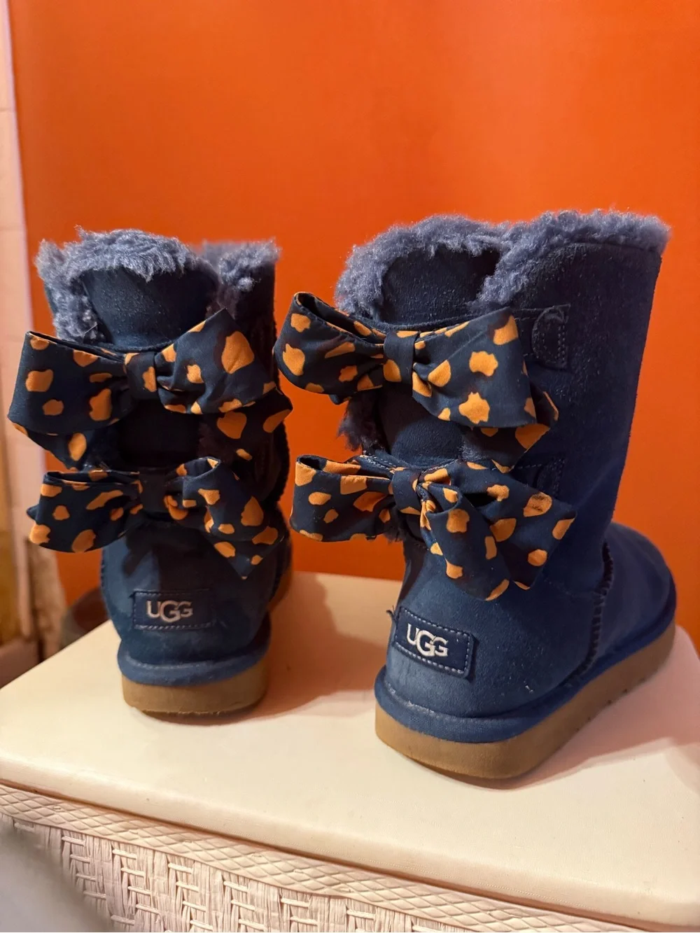 UGG Bailey Bow II Retro Spots Boots In Ocean Blue Size 6